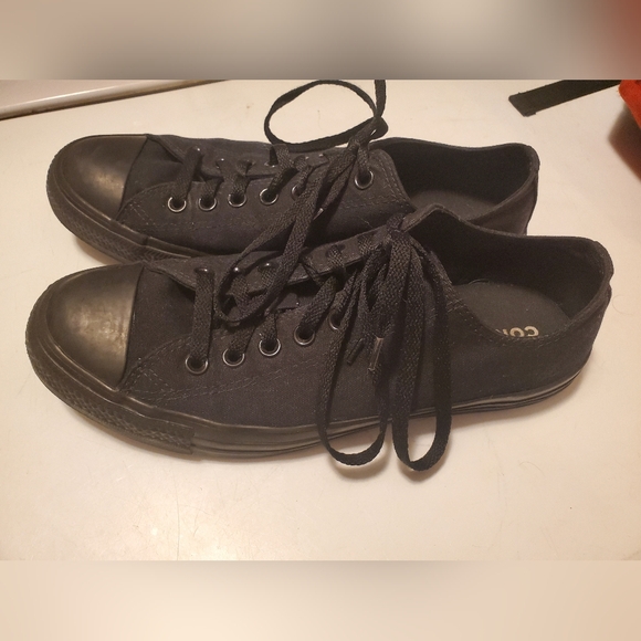 Converse Black Canvas Low-Top Sneakers Mens 9.5 Womens 11.5 - Picture 7 of 9